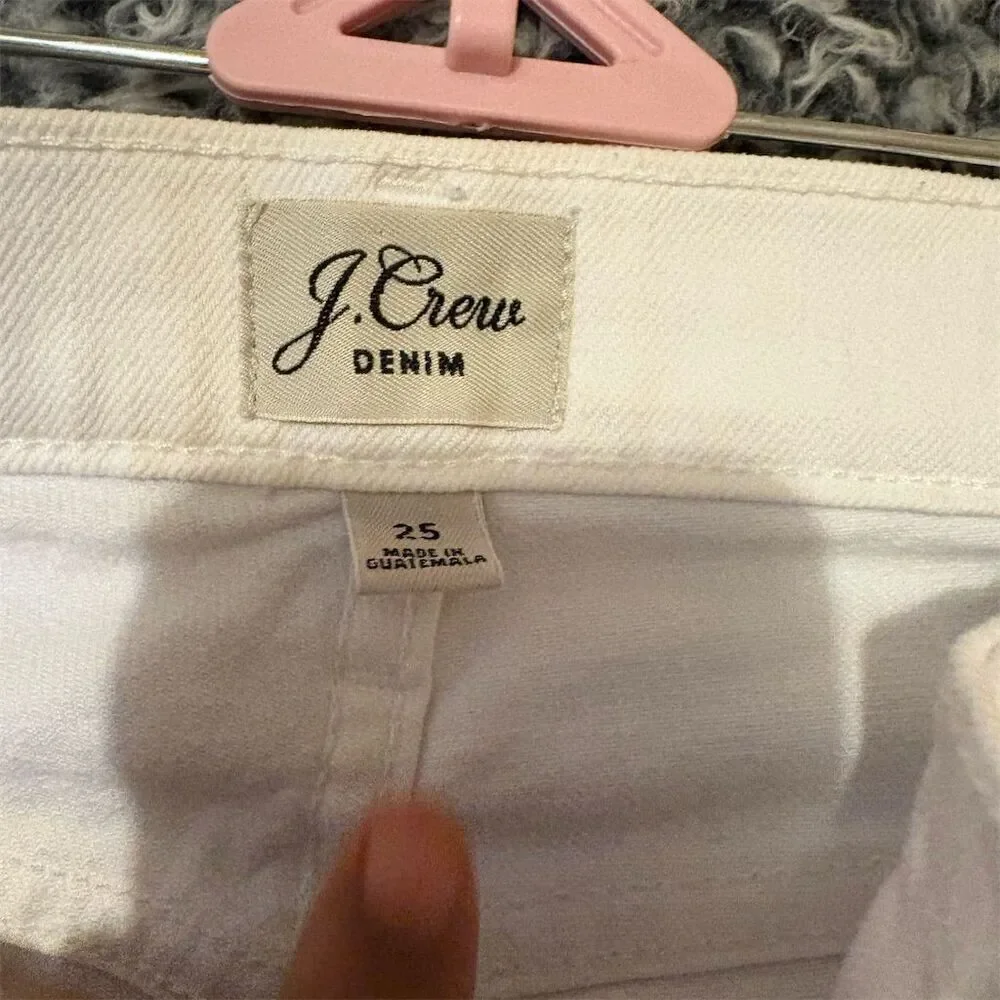 J. Crew Women's Boyfriend Jeans Size 25 White Raw Hem Denim